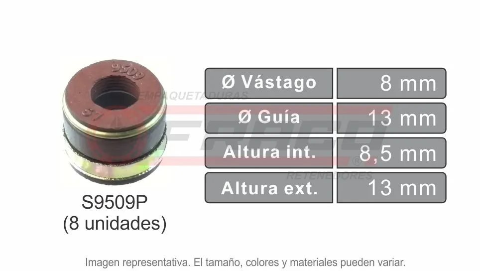 FRACO SS-70037 RETEN VALVULA FORD 140-153-HSC FAIRMONT GRANADA MUSTANG RANGER TAURUS TEMPO TOPAZ 1974-1988 4CIL 2.3L-2.5L 8 UNIDADES